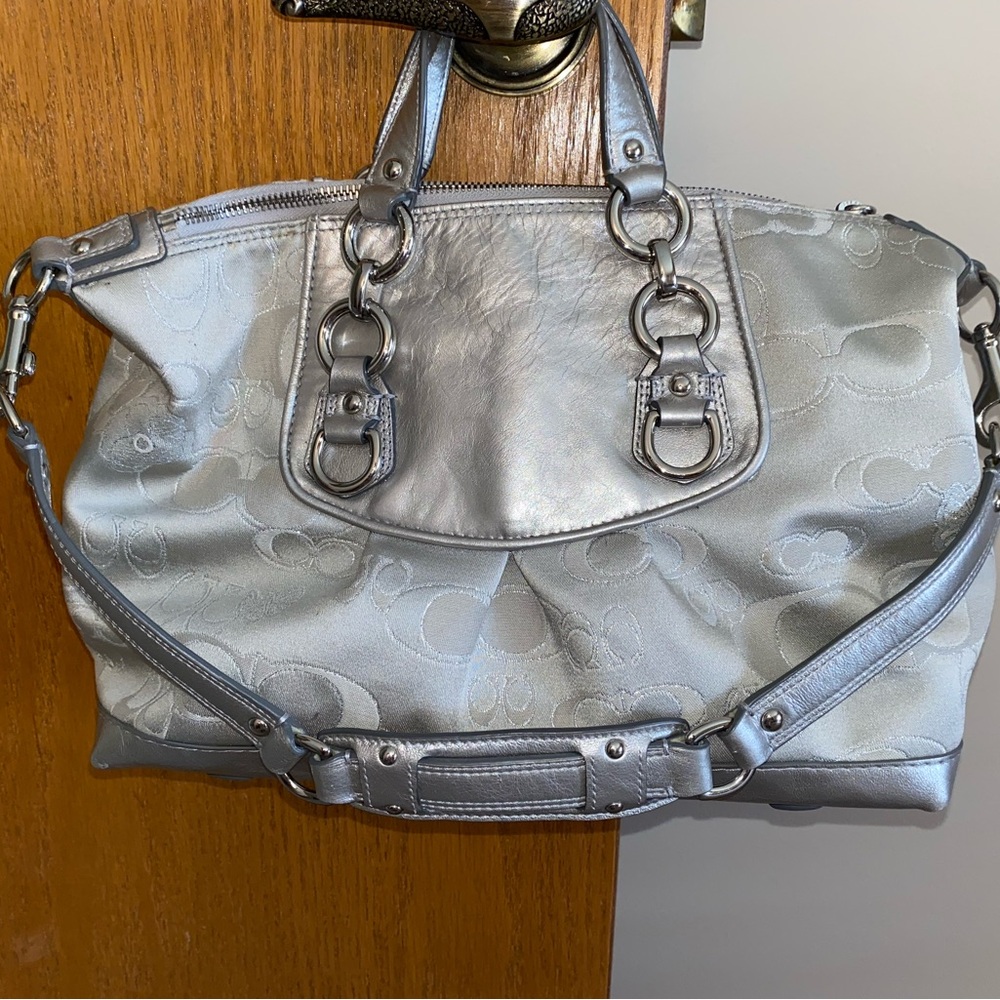 Coach Metallic Silver Tote Bag - Picture 3 of 5